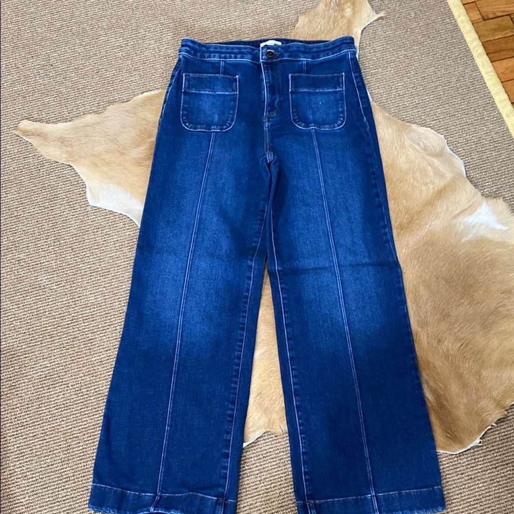 Wide Leg High Waist Women's Blue Jeans